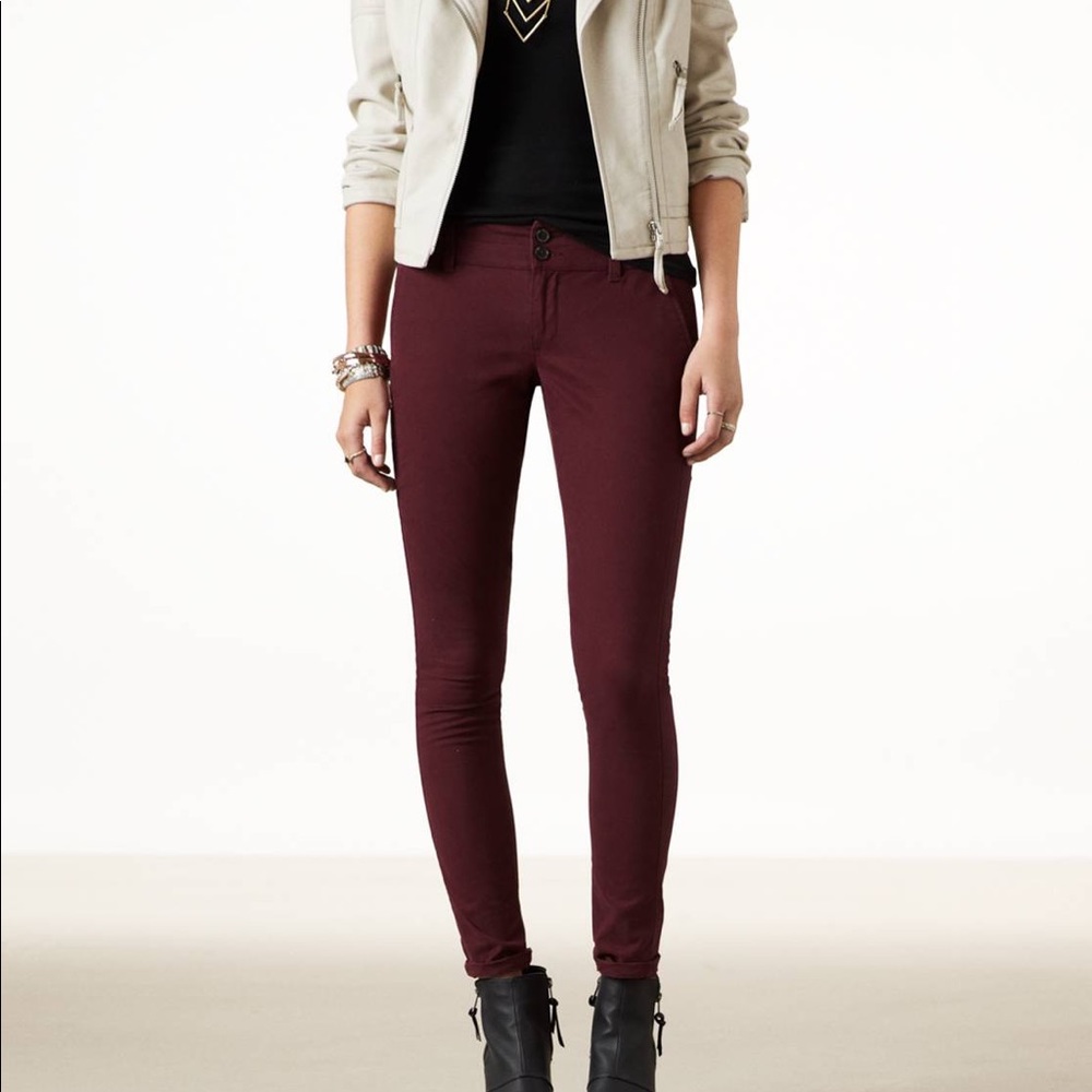 American Eagle Outfitters burgundy skinny pants